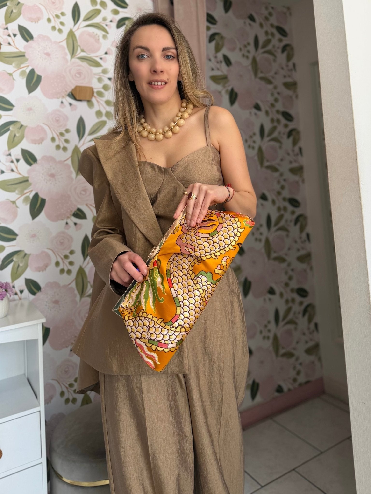 POCHETTE IBIZA STAMPA FLOREALE ARANCIO NALI - Fanatica Boutique