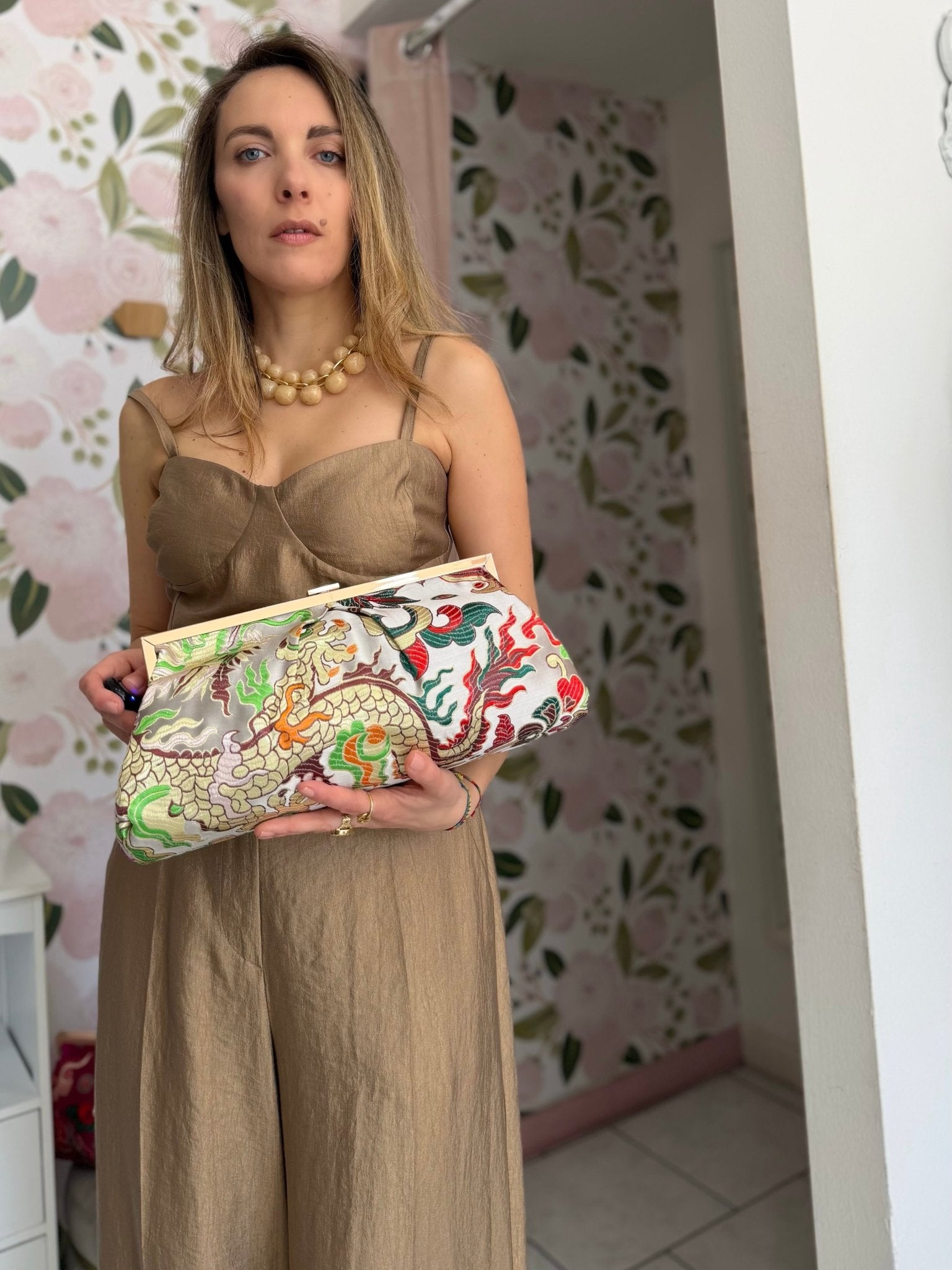 POCHETTE IBIZA STAMPA FLOREALE BIANCO NALI - Fanatica Boutique