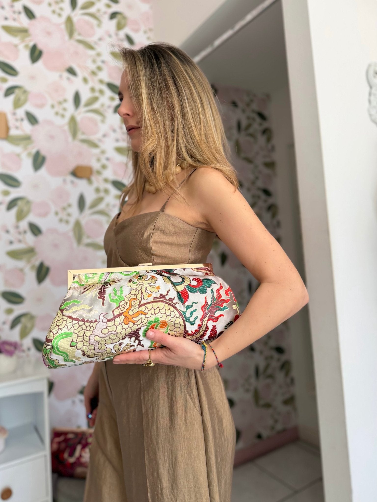 POCHETTE IBIZA STAMPA FLOREALE BIANCO NALI - Fanatica Boutique