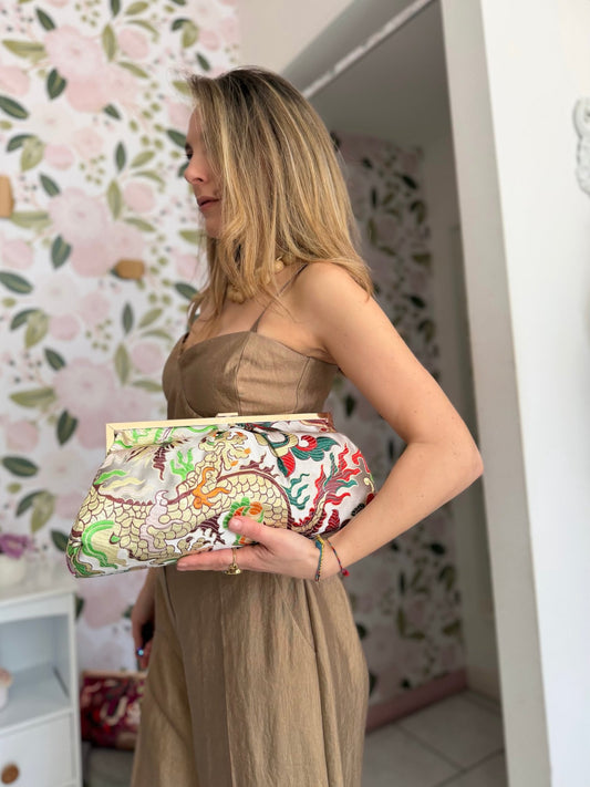 POCHETTE IBIZA STAMPA FLOREALE BIANCO NALI - Fanatica Boutique
