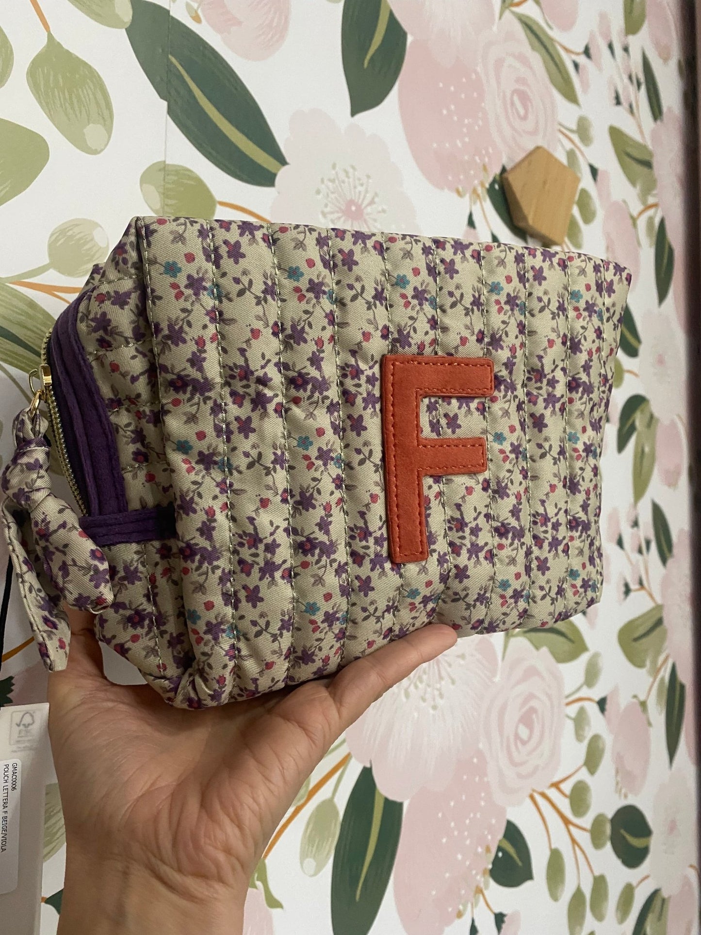 POUCH LETTERA F BEIGE/VIOLA NALI - Fanatica Boutique