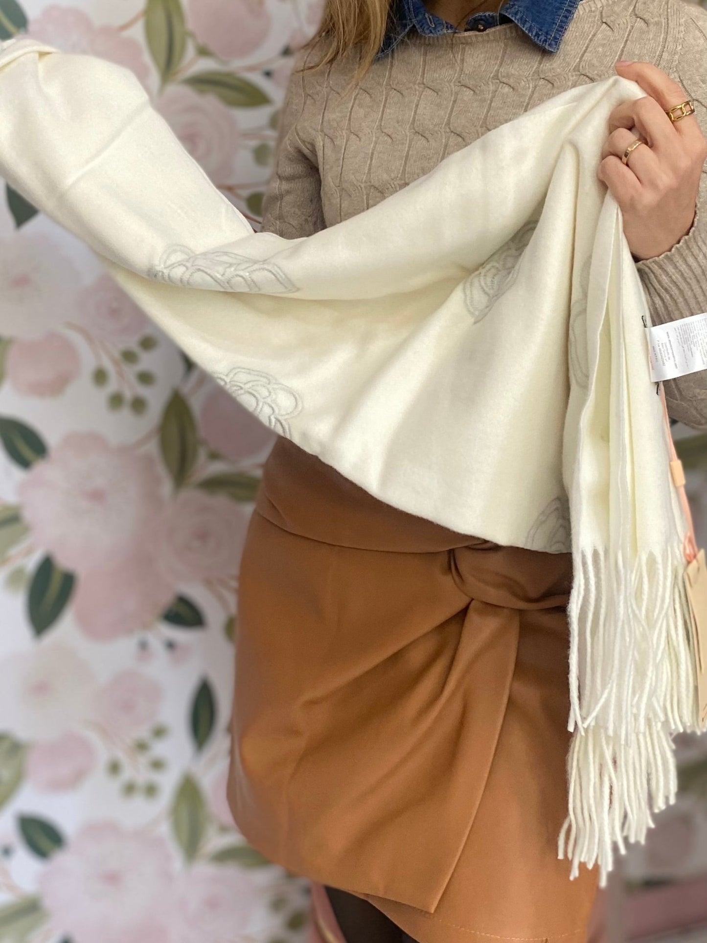 SCIARPA ALESSIA MASSIMO TINTA UNITA FIORI - Fanatica Boutique