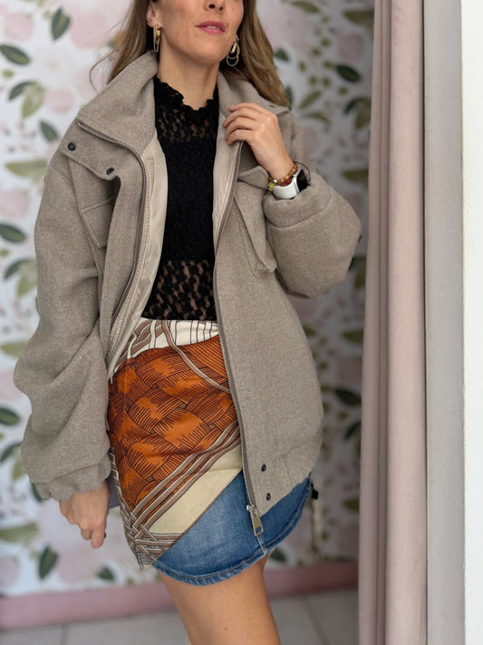 SCIARPA TRIANGOLO VERONICA ARANCIO/MARRONE NALI - Fanatica Boutique